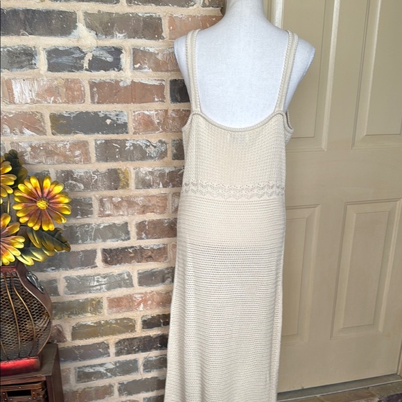 NWT Boho Old Navy Cream Crotchet Max Dress Sleeveless Sundress VNeck Cotton Knit - Picture 8 of 16